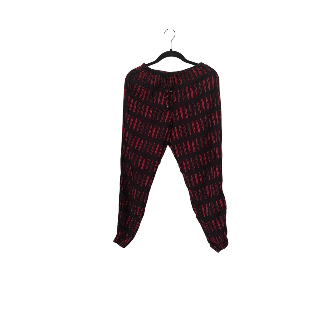 Living Hula Pants 'Ohe Kapala Stamp Design Hawaiian Black Red XS